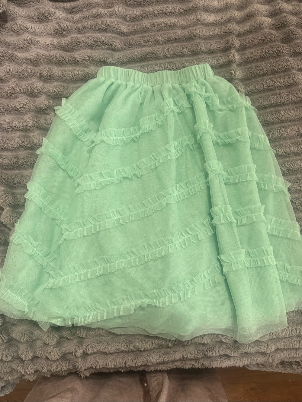 Mini Boden Mint Ruffled Tulle Skirt - Girls Size 6-7Y